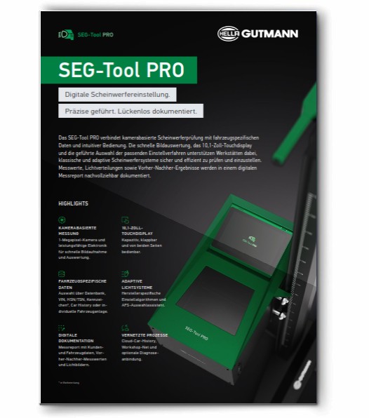 Hella Gutmann SEG Tool PRO Scheinwerfereinstellgerät Prospekt